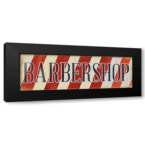 Barbershop Black Modern Wood Framed Art Print with Double Matting by SD Graphics Studio