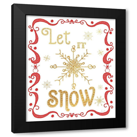 Gold and Red Christmas I Black Modern Wood Framed Art Print by Metz, Andi