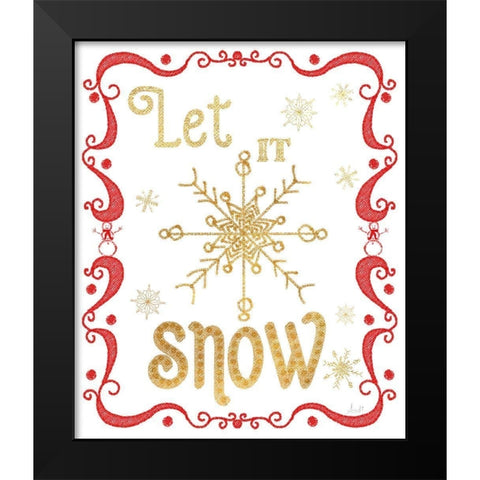 Gold and Red Christmas I Black Modern Wood Framed Art Print by Metz, Andi