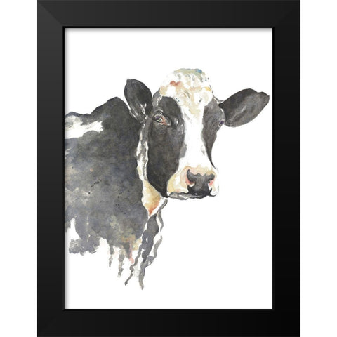 Watercolor Cow Black Modern Wood Framed Art Print by Pinto, Patricia