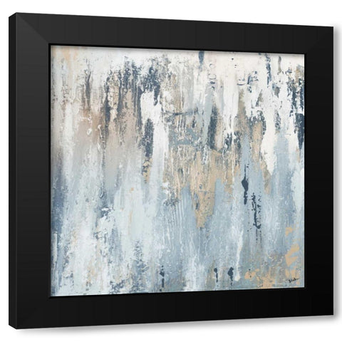 Blue Illusion Suare I Black Modern Wood Framed Art Print with Double Matting by Pinto, Patricia