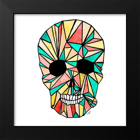 Colorful Skull Black Modern Wood Framed Art Print by James, Nola