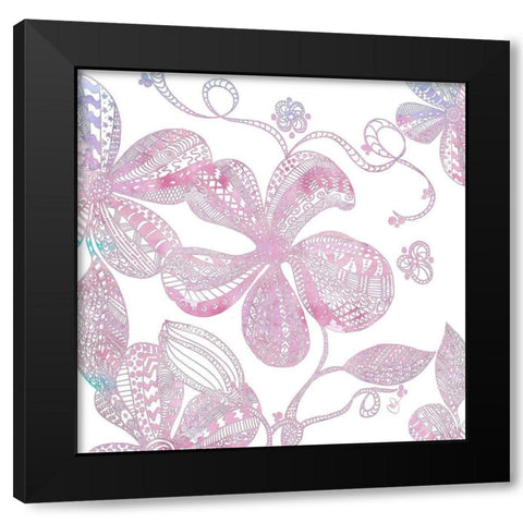 Floral Embossed I Black Modern Wood Framed Art Print with Double Matting by James, Nola