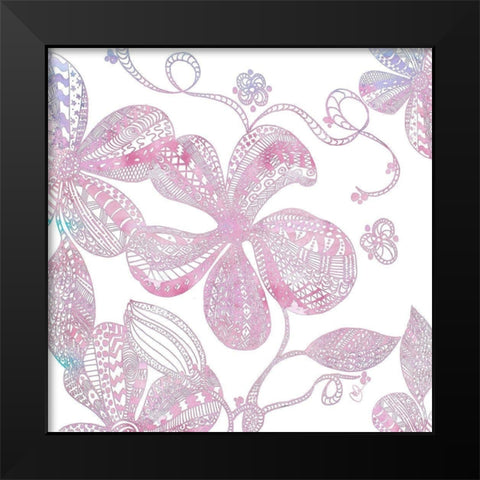 Floral Embossed I Black Modern Wood Framed Art Print by James, Nola