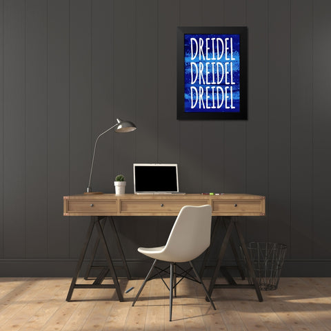 Dreidel Blue Chant Black Modern Wood Framed Art Print by Loreth, Lanie