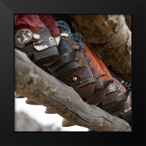 Western Boots I Black Modern Wood Framed Art Print by Walker, Carol