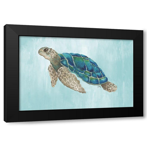 Watercolor Sea Turtle Black Modern Wood Framed Art Print with Double Matting by Medley, Elizabeth