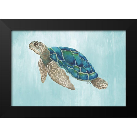 Watercolor Sea Turtle Black Modern Wood Framed Art Print by Medley, Elizabeth