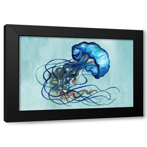Watercolor Jellyfish Black Modern Wood Framed Art Print by Medley, Elizabeth