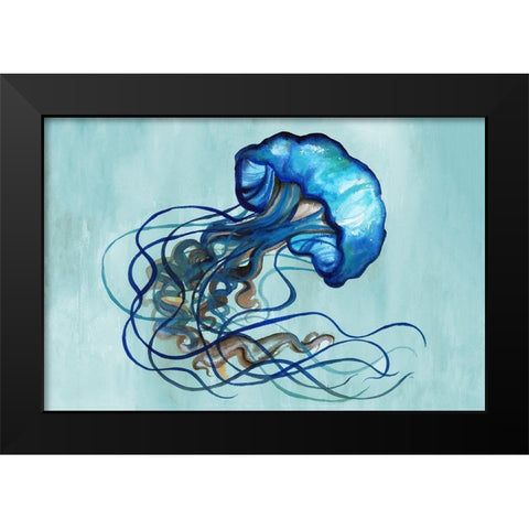 Watercolor Jellyfish Black Modern Wood Framed Art Print by Medley, Elizabeth