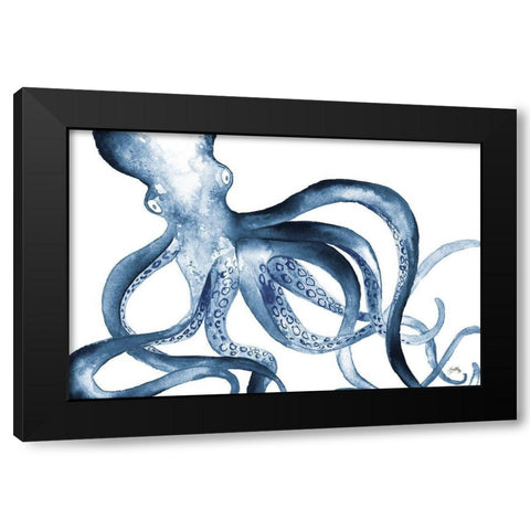 Octopus in the Blues Black Modern Wood Framed Art Print with Double Matting by Medley, Elizabeth