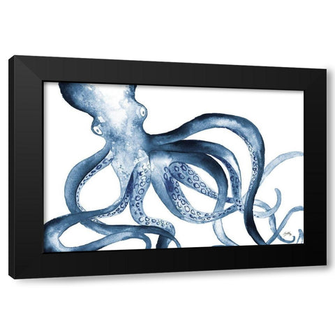 Octopus in the Blues Black Modern Wood Framed Art Print by Medley, Elizabeth