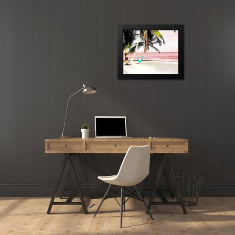 Hammock Paradise in Pink Black Modern Wood Framed Art Print by Navas, Emily