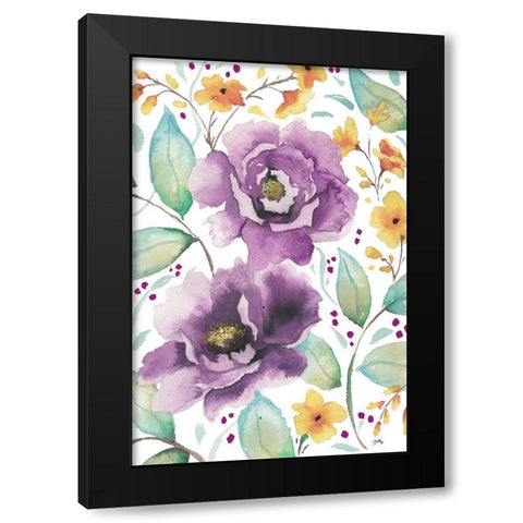 Spring Poppies I Black Modern Wood Framed Art Print with Double Matting by Medley, Elizabeth