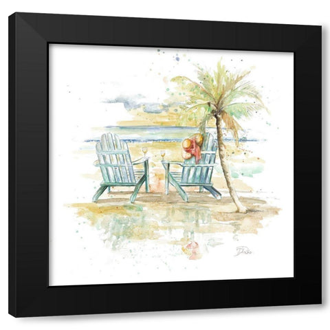 Happy Place I Black Modern Wood Framed Art Print by Pinto, Patricia