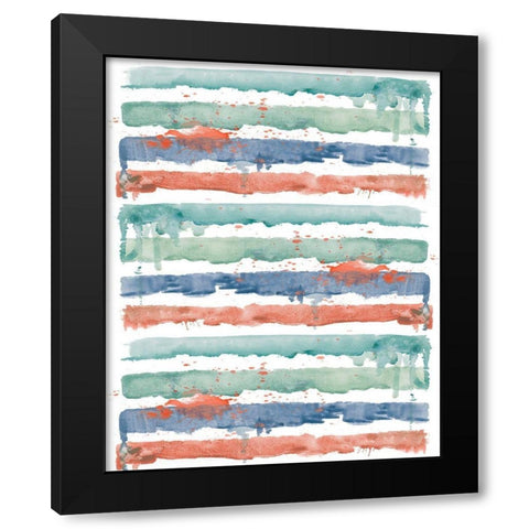 Fashion Watercolor Stripes Black Modern Wood Framed Art Print by Pinto, Patricia