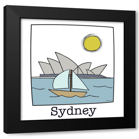 Travel The World Sydney Black Modern Wood Framed Art Print with Double Matting by Edwins, Hugo