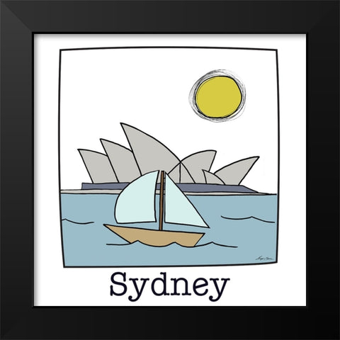 Travel The World Sydney Black Modern Wood Framed Art Print by Edwins, Hugo