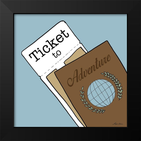 Ticket To Adventure Black Modern Wood Framed Art Print by Edwins, Hugo