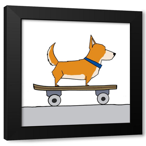 Handsome Fur Dog on Wheels Black Modern Wood Framed Art Print with Double Matting by Edwins, Hugo