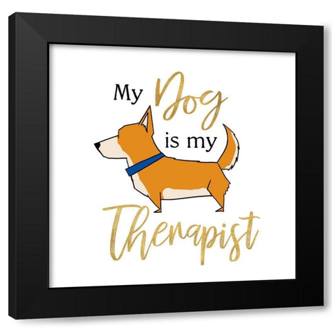 Puppy Positive V Black Modern Wood Framed Art Print with Double Matting by Edwins, Hugo