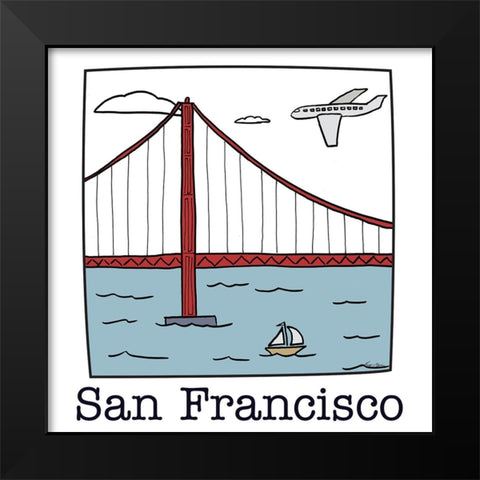 Travel the World San Francisco Black Modern Wood Framed Art Print by Edwins, Hugo