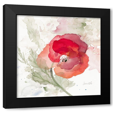 Translucent Poppy II Black Modern Wood Framed Art Print by Loreth, Lanie