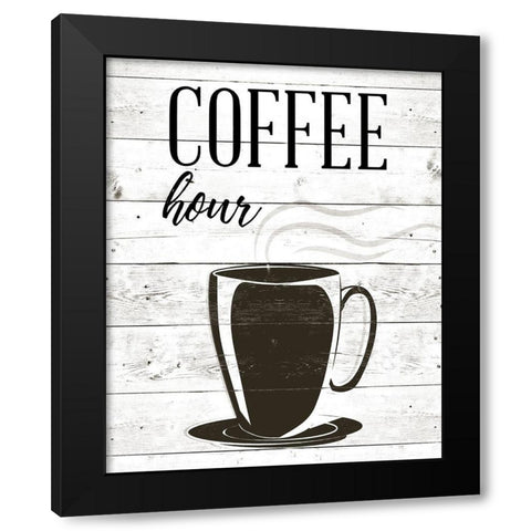 Coffee Hour Black Modern Wood Framed Art Print by SD Graphics Studio