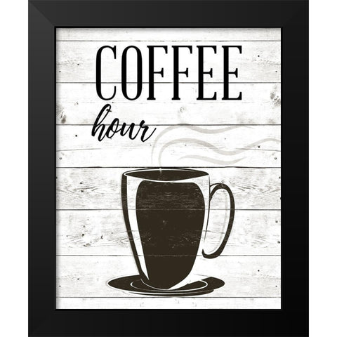 Coffee Hour Black Modern Wood Framed Art Print by SD Graphics Studio