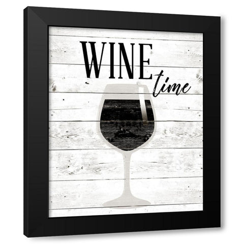 Wine Time Black Modern Wood Framed Art Print by SD Graphics Studio