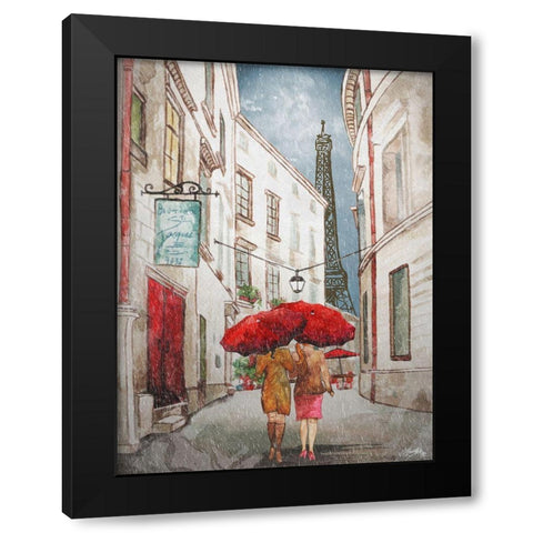 Red Umbrella II Black Modern Wood Framed Art Print by Medley, Elizabeth