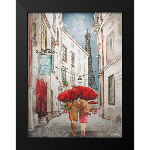 Red Umbrella II Black Modern Wood Framed Art Print by Medley, Elizabeth