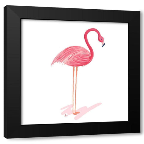 Flamingo Walk I Black Modern Wood Framed Art Print with Double Matting by Metz, Andi