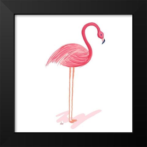 Flamingo Walk I Black Modern Wood Framed Art Print by Metz, Andi
