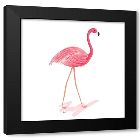 Flamingo Walk III Black Modern Wood Framed Art Print by Metz, Andi