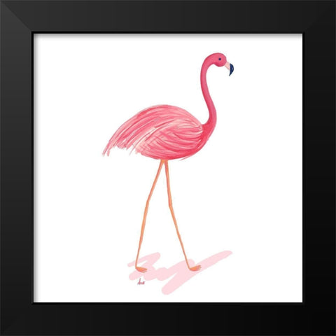 Flamingo Walk III Black Modern Wood Framed Art Print by Metz, Andi