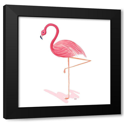 Flamingo Walk II Black Modern Wood Framed Art Print by Metz, Andi