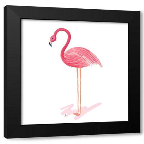 Flamingo Walk IV Black Modern Wood Framed Art Print with Double Matting by Metz, Andi