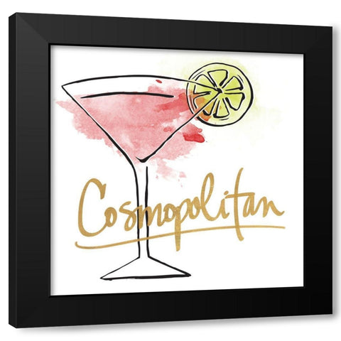 Cosmopolitan Black Modern Wood Framed Art Print with Double Matting by SD Graphics Studio
