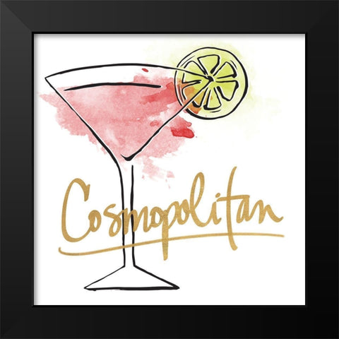Cosmopolitan Black Modern Wood Framed Art Print by SD Graphics Studio