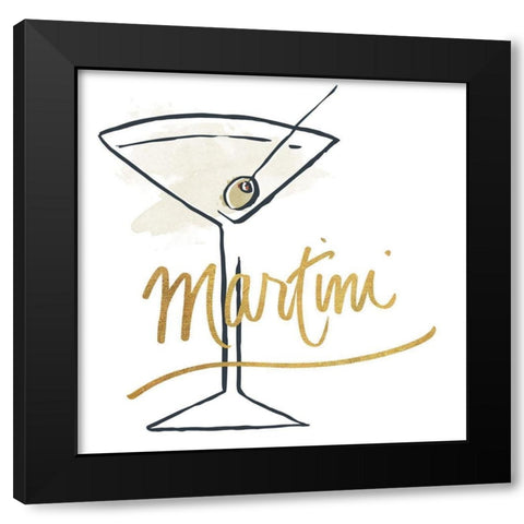 Martini Black Modern Wood Framed Art Print by SD Graphics Studio