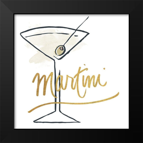 Martini Black Modern Wood Framed Art Print by SD Graphics Studio