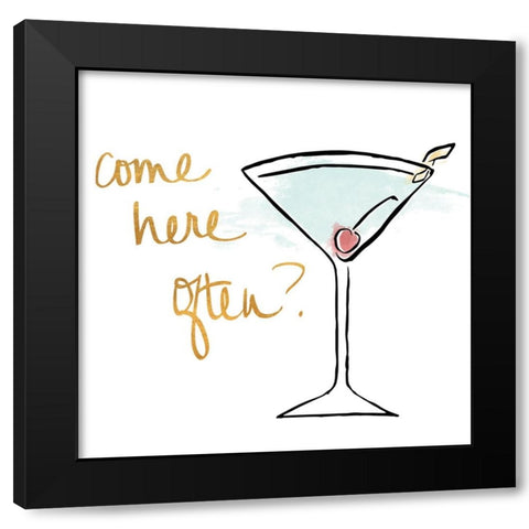 Come Here Often? Black Modern Wood Framed Art Print by SD Graphics Studio