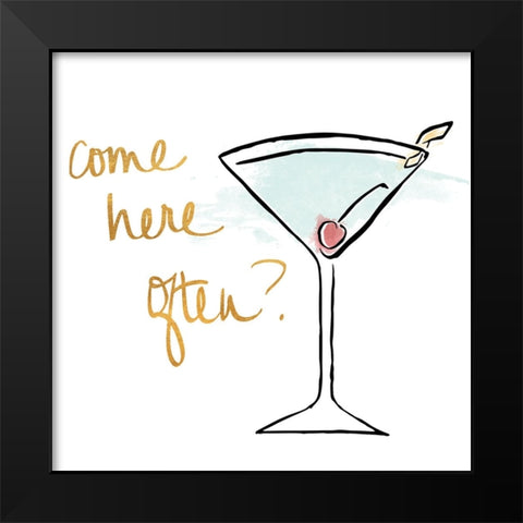 Come Here Often? Black Modern Wood Framed Art Print by SD Graphics Studio