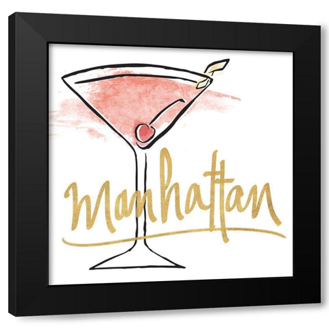 Manhattan Black Modern Wood Framed Art Print with Double Matting by SD Graphics Studio