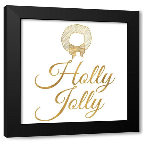 Golden Christmas II Black Modern Wood Framed Art Print with Double Matting by SD Graphics Studio