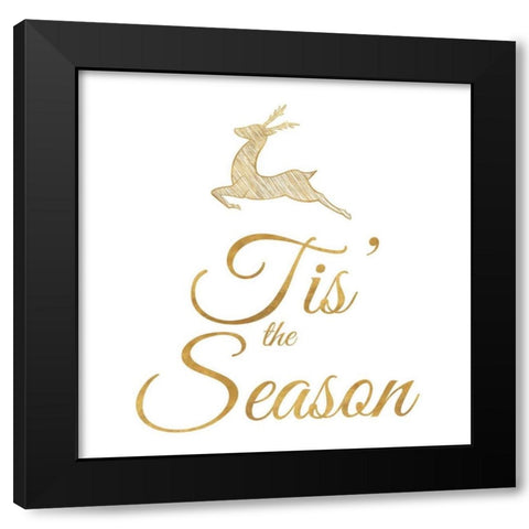 Golden Christmas I Black Modern Wood Framed Art Print by SD Graphics Studio