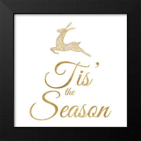 Golden Christmas I Black Modern Wood Framed Art Print by SD Graphics Studio