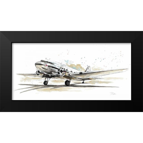 DC3 Airplane Black Modern Wood Framed Art Print by Pinto, Patricia