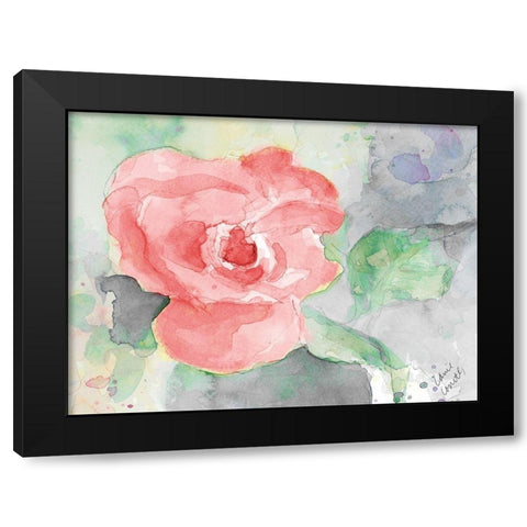 Pink Flower Black Modern Wood Framed Art Print with Double Matting by Loreth, Lanie